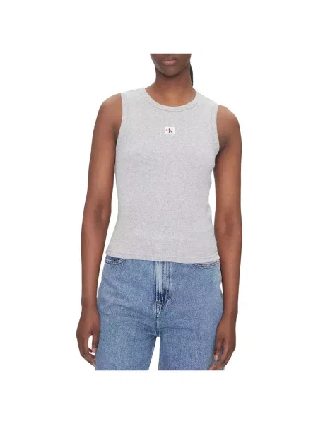 Tank top Calvin Klein Jeans A Woven Label Tank Top Gray XS bílé