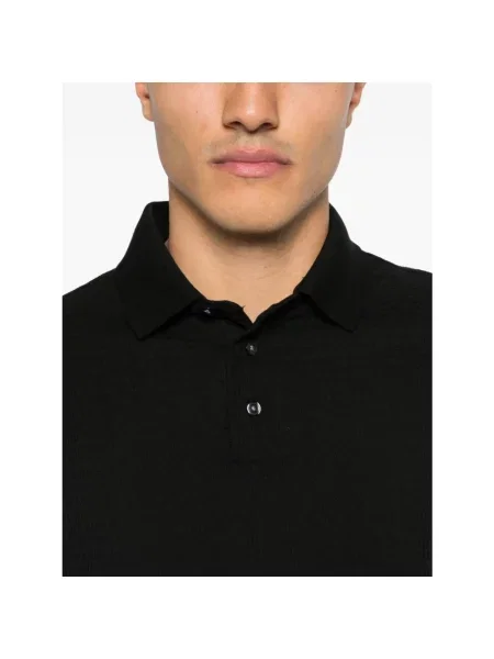 Dzianinowa koszulka polo Emporio Armani z nadrukiem czarna