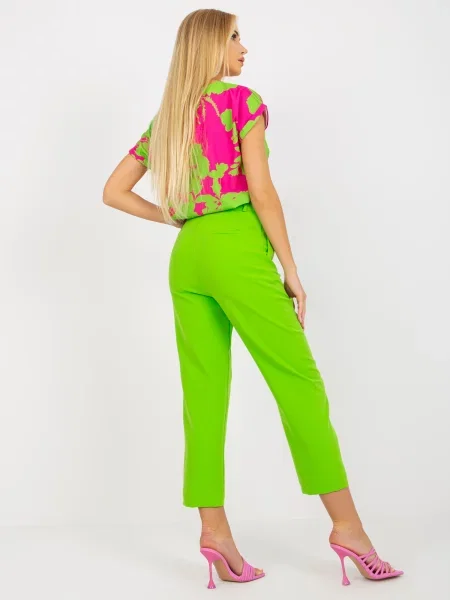 Hlače Fashionhunters z visokim pasom zelena
