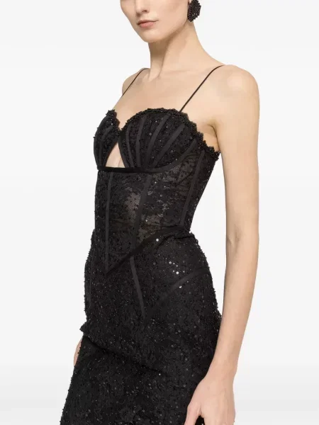 Rochie midi Nissa din dantelă negru