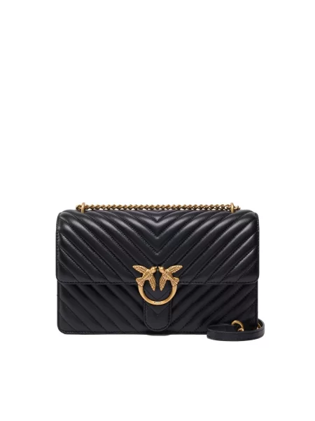 PINKO Kabelka PINKO LOVE ONE CLASSIC SMALL B. SHEEP NAPPA CHEVRON BORSA' černá