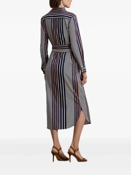 Ριγέ ζωσμένος μίντι φόρεμα Lauren Ralph Lauren μπλε