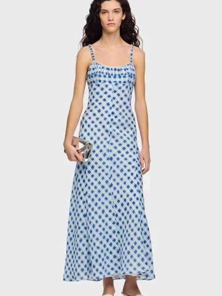 Лляний картатий сарафан Sandro білий