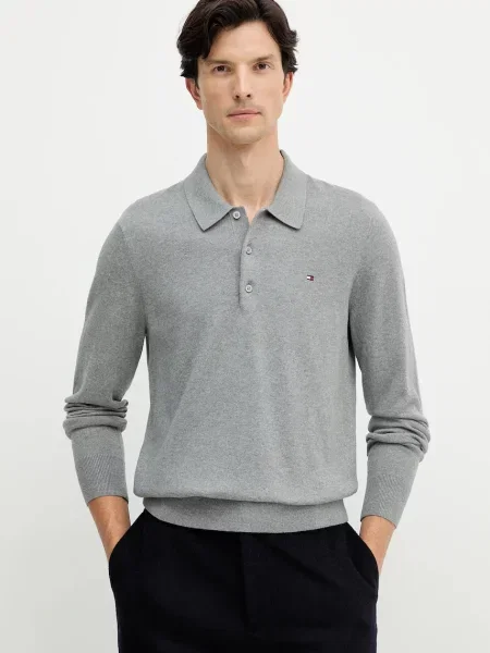 Пуловер с кашмир Tommy Hilfiger тъмносиньо от лека материя сиво