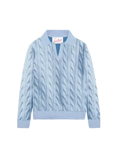 Sweter Mc2 Saint Barth pleciony niebieski