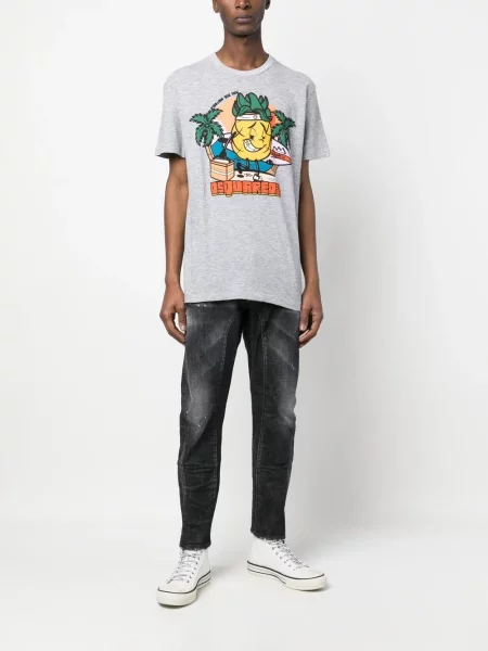 Raštuotas marškinėliai Dsquared2 pilka