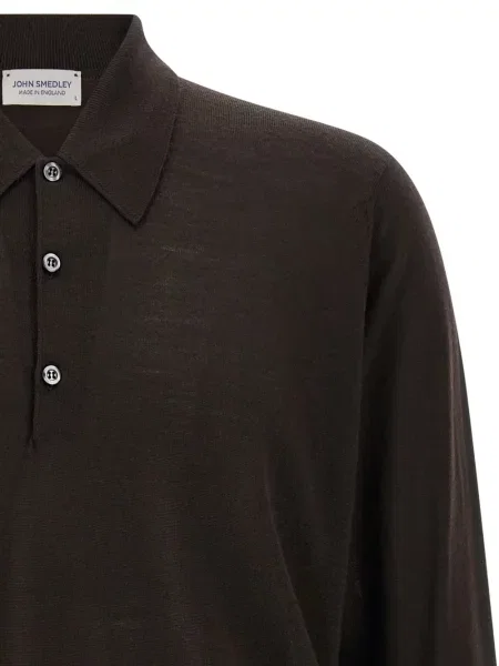 Lung tricou polo John Smedley maro