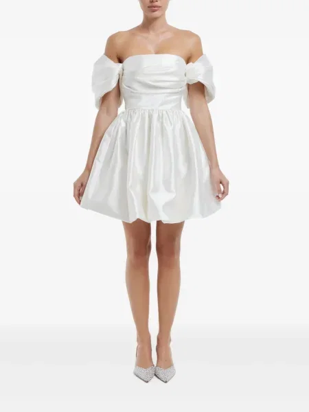 Rochie mini Post Meridiem drapată de costum alb
