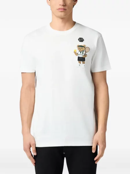 Tricou Philipp Plein cu decolteu rotund alb