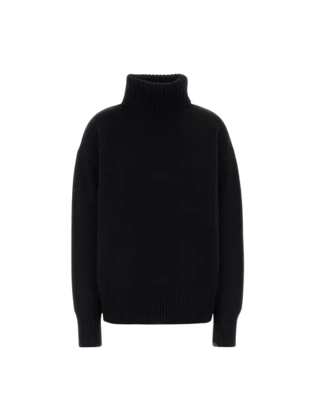 Lniany sweter z golfem Extreme Cashmere czarny