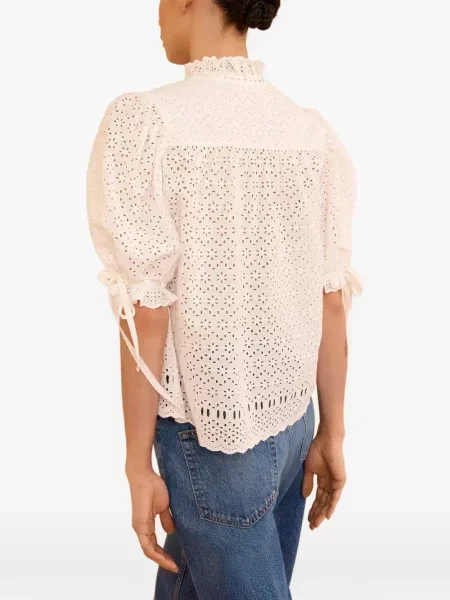 Top Ulla Johnson cu broderie alb