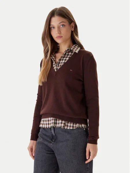 Tommy Jeans Pulover Essential maro