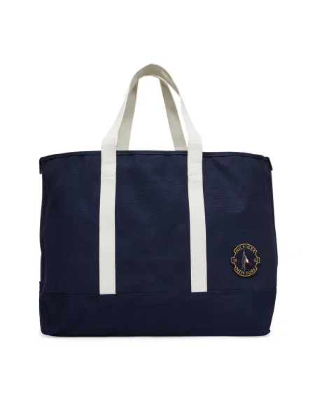 Tommy Hilfiger Kabelka Th Summer Tote Tmavomodrá biela