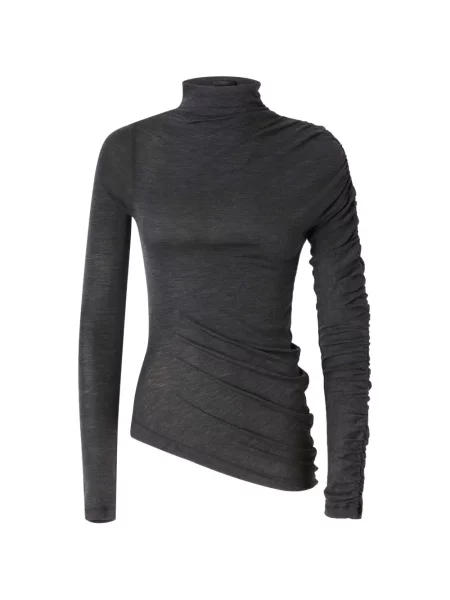 Top Pinko cu volane asimetric gri