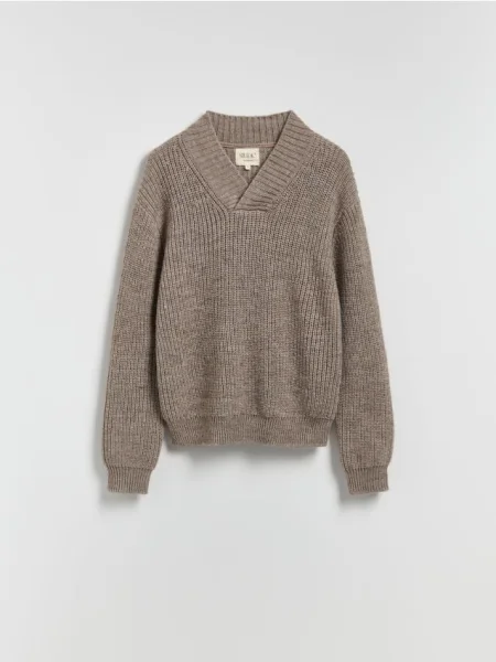 Reserved Pulover cu adaos de lână bej