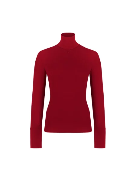 Dzianinowy sweter z golfem Courreges czerwony