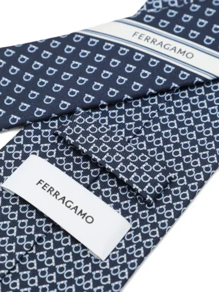 Cravată Ferragamo de mătase cu imagine albastru