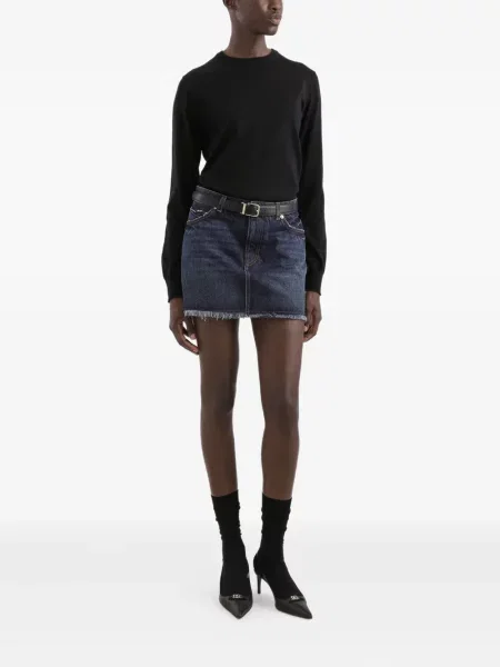 Pulover Dolce & Gabbana cu decolteu rotund lung negru
