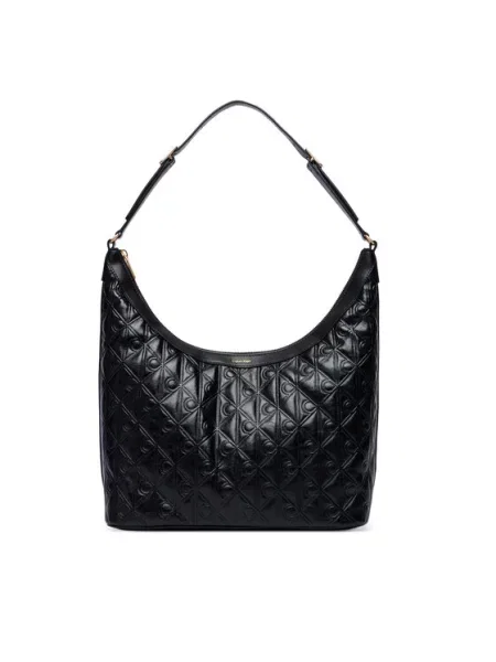 Geantă Calvin Klein Emblem Aop Debossed Medium Shbag negru