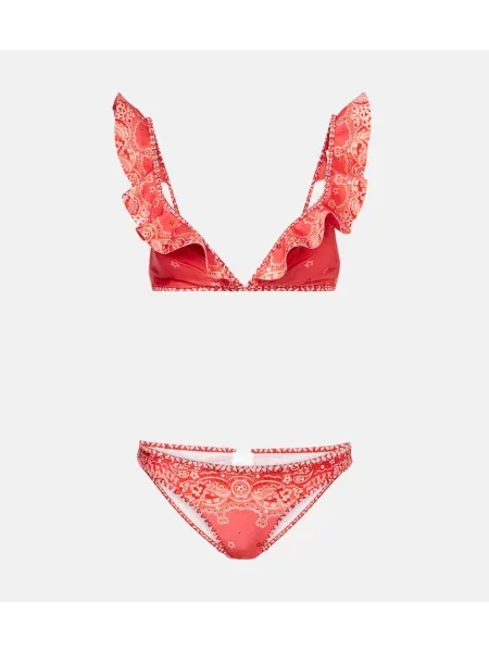 Bikini Zimmermann z falbankami czerwony