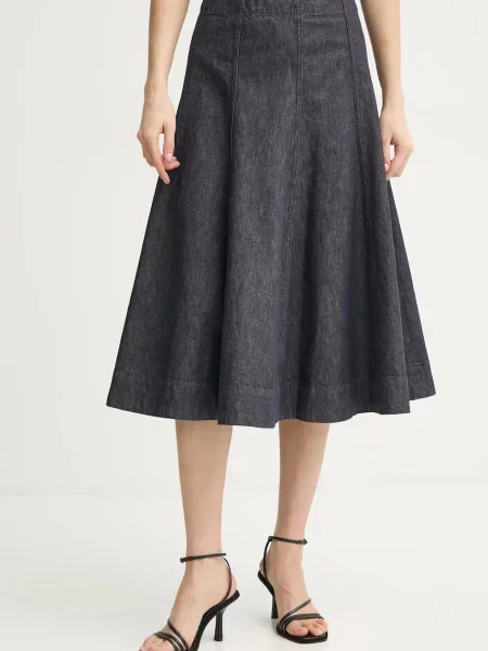 Theory fusta jeans marin midi evazati albastru