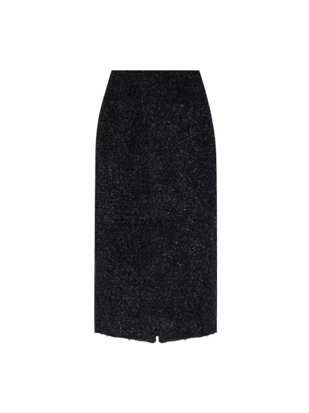 Spódnica midi Balenciaga tweedowa do kolan czarna