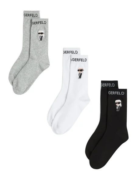 Karl Lagerfeld Čarape nude / siva melange / crna bijela