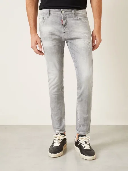 Jeansy W Stylu Destroyed Skater Krój Extra Slim Fit grau szare