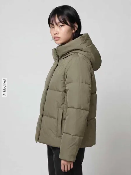 Kurtka pikowana z wysokim kapturem model STELLA' Vero Moda oliwkowa