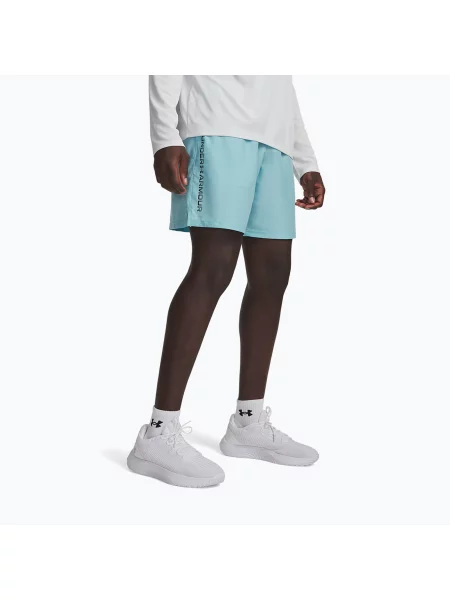 Мъжки шорти за тренировка Under Armour Woven Wordmark blue haze/black черно