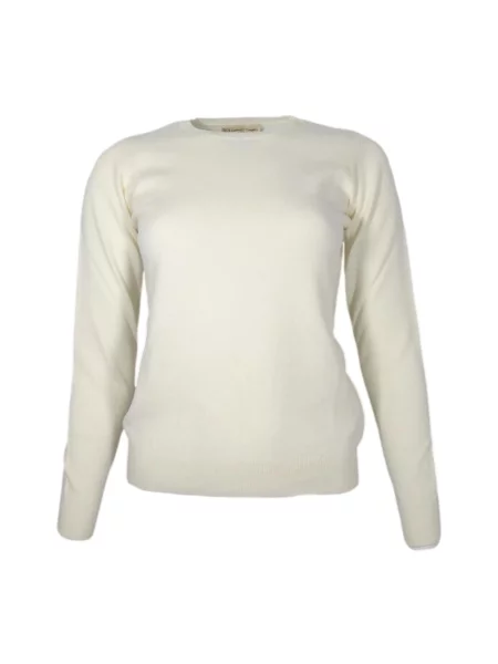 Sweter Cashmere Company z kaszmiru z okrągłym dekoltem biały