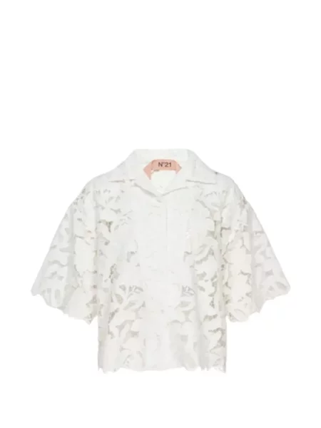 Scurt cămașă N°21 cu model floral din dantelă alb