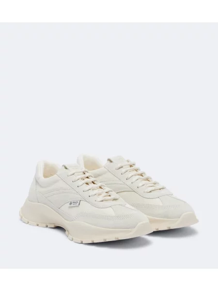 Sneakerși Prada din piele de căprioară alb