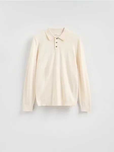 Reserved Pulover cu guler polo cu adaos de bej