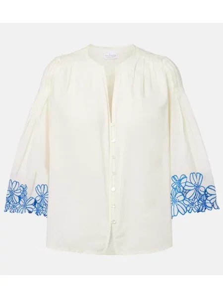 Bluză Velvet cu broderie de catifea alb