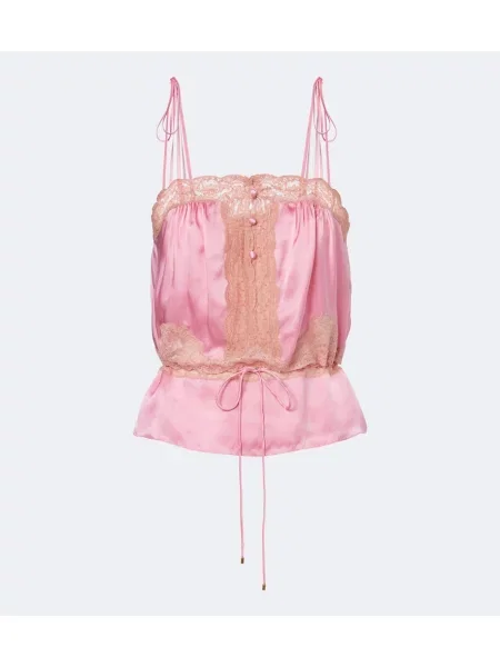 Top Chloé din satin roz