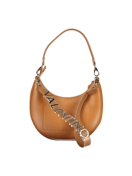 Lniana torebka Valentino Bags brązowa