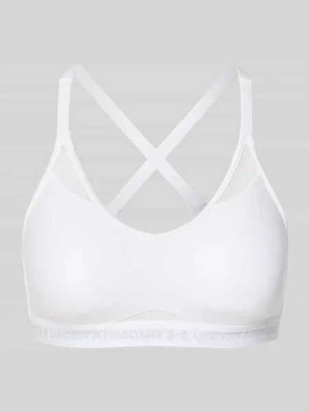 Biustonosz sportowy z napisem z logo model UA Crossback Low Bra' Under Armour biały