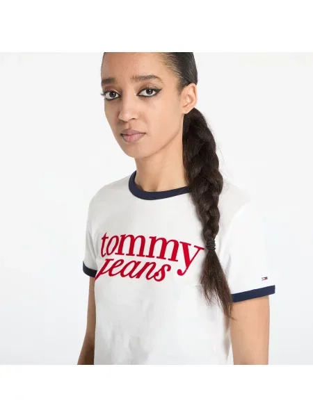 Тениска Tommy Jeans дамска бяло