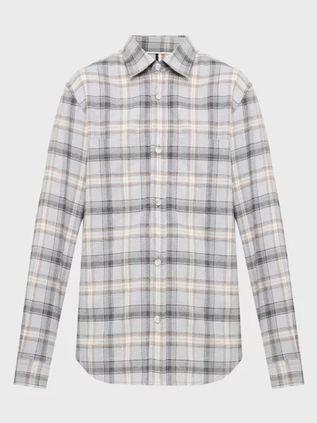Клетчатая рубашка Boss серая
