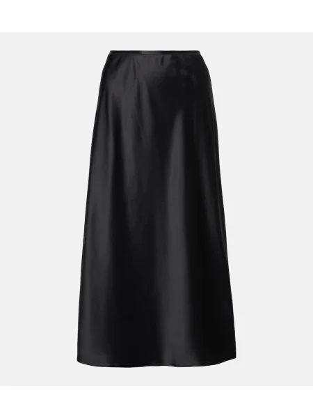 Fustă midi Max Mara din satin până la genunchi albastru