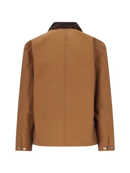 Manšestrová s límcem bunda Carhartt Wip s autogramem hnědá
