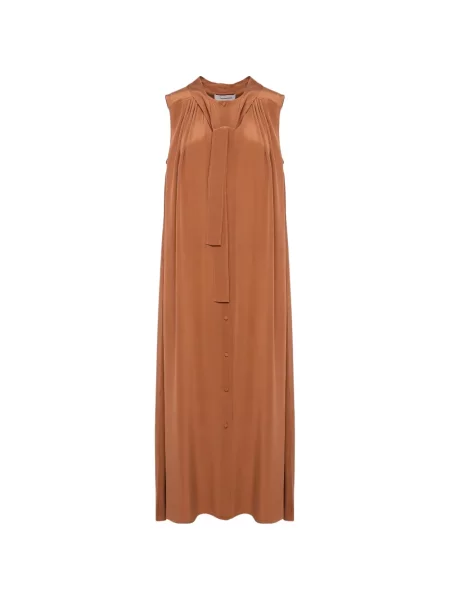 Rochie tip cămașă Yves Salomon fără mâneci maro