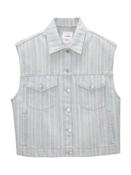 Pull&Bear Vestă albastru deschis alb