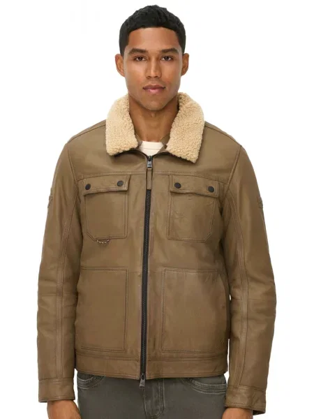 Шкіряна Зимова куртка Camel Active Leather fieldjacket коричневий