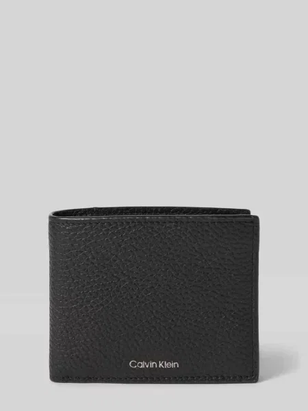 Portfel z detalem z logo Calvin Klein czarny