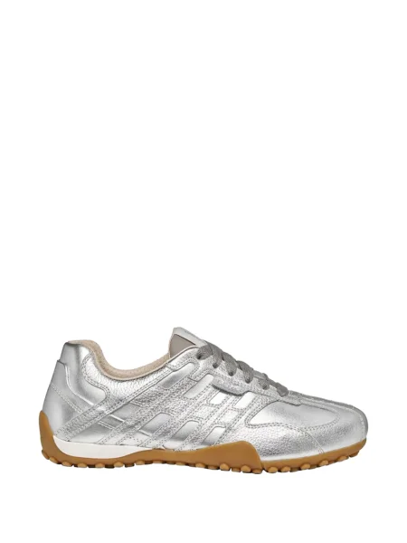 Sneakerși Geox cu model piele de șarpe argintiu