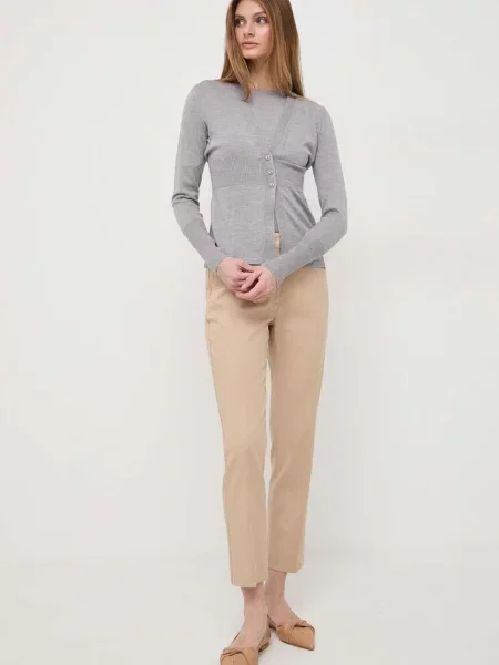 Max Mara Leisure gyapjú póló és kardigán szürke