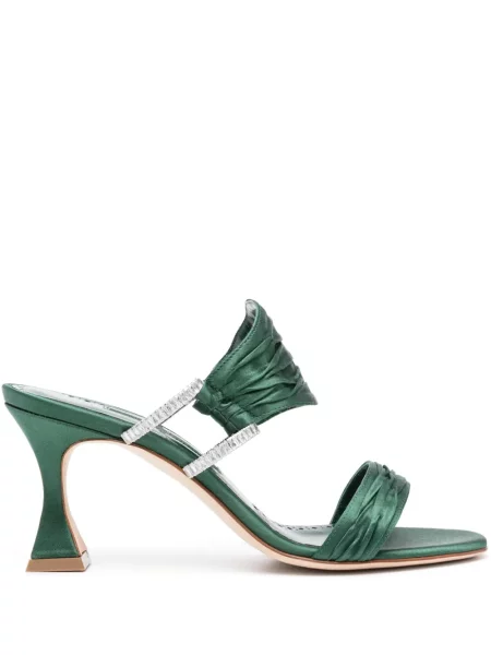 Papuci tip mules Manolo Blahnik de cristal verde