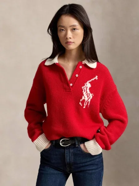 POLO RALPH LAUREN De lână pulover roșu